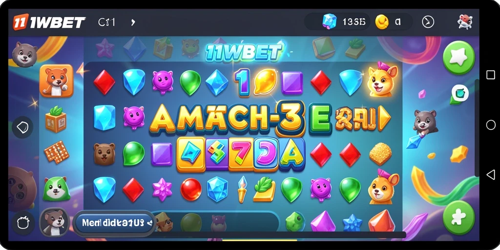 Tampilan permainan Match-3 yang menarik dan penuh warna.