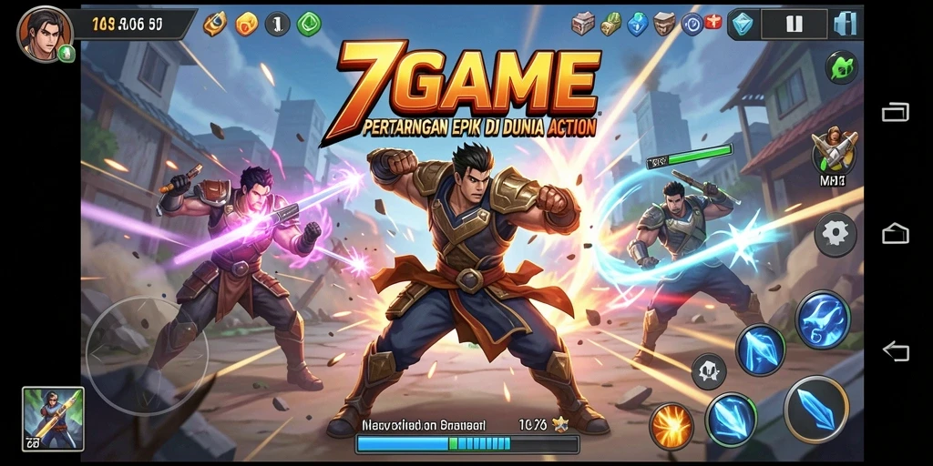 Screenshot gameplay 7GAME yang menampilkan aksi pertarungan seru.