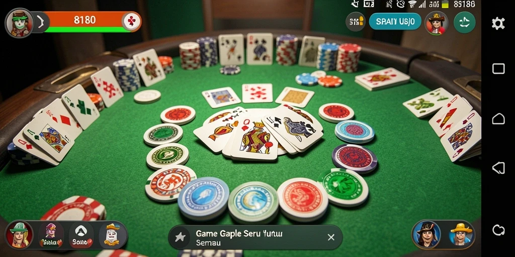 Screenshot game Gaple 8180 yang menunjukkan gameplay seru dan interaksi pemain.
