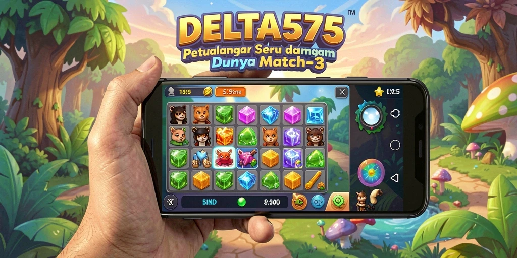 Tampilan gameplay seru pada DELTA575 yang memikat dan penuh warna.