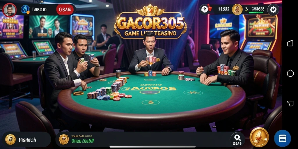 Screenshot utama GACOR305 menampilkan dealer interaktif dan permainan Live Casino.