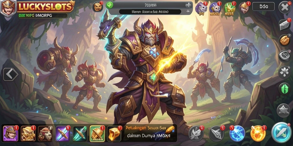 Screenshot LUCKYSLOTS menampilkan gameplay MMORPG yang menarik.