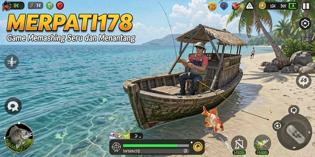 Tampilan gameplay <strong>MERPATI178</strong> yang epik dengan momen menangkap ikan.