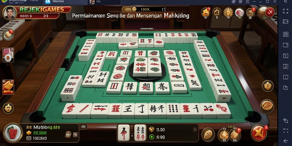 Tampilan gameplay seru REJEKIGAMES dengan ubin Mahjong.