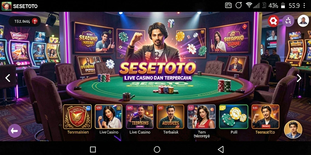 Tampilan menarik dari gameplay Live Casino SESETOTO dengan dealer langsung.