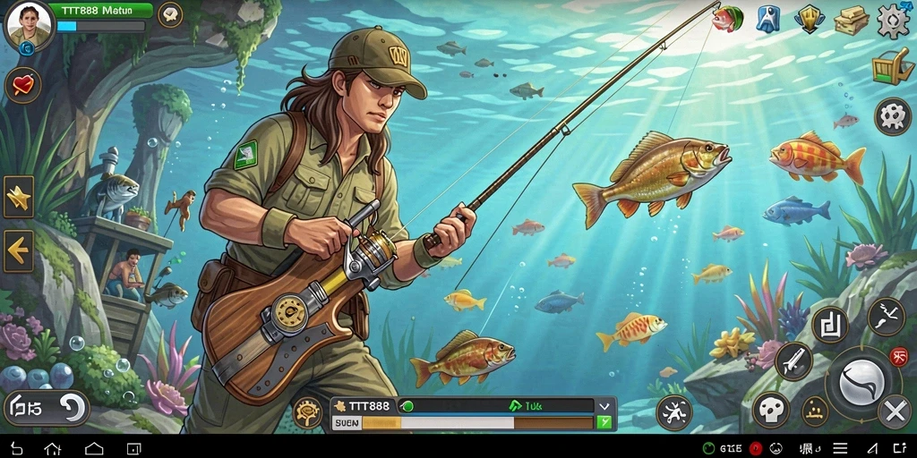 Tampilan gameplay TTT888 yang menampilkan pengalaman memancing yang realistis.